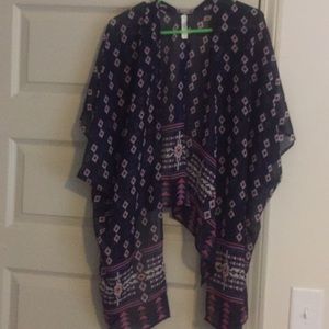 Navy blue sheer kimono